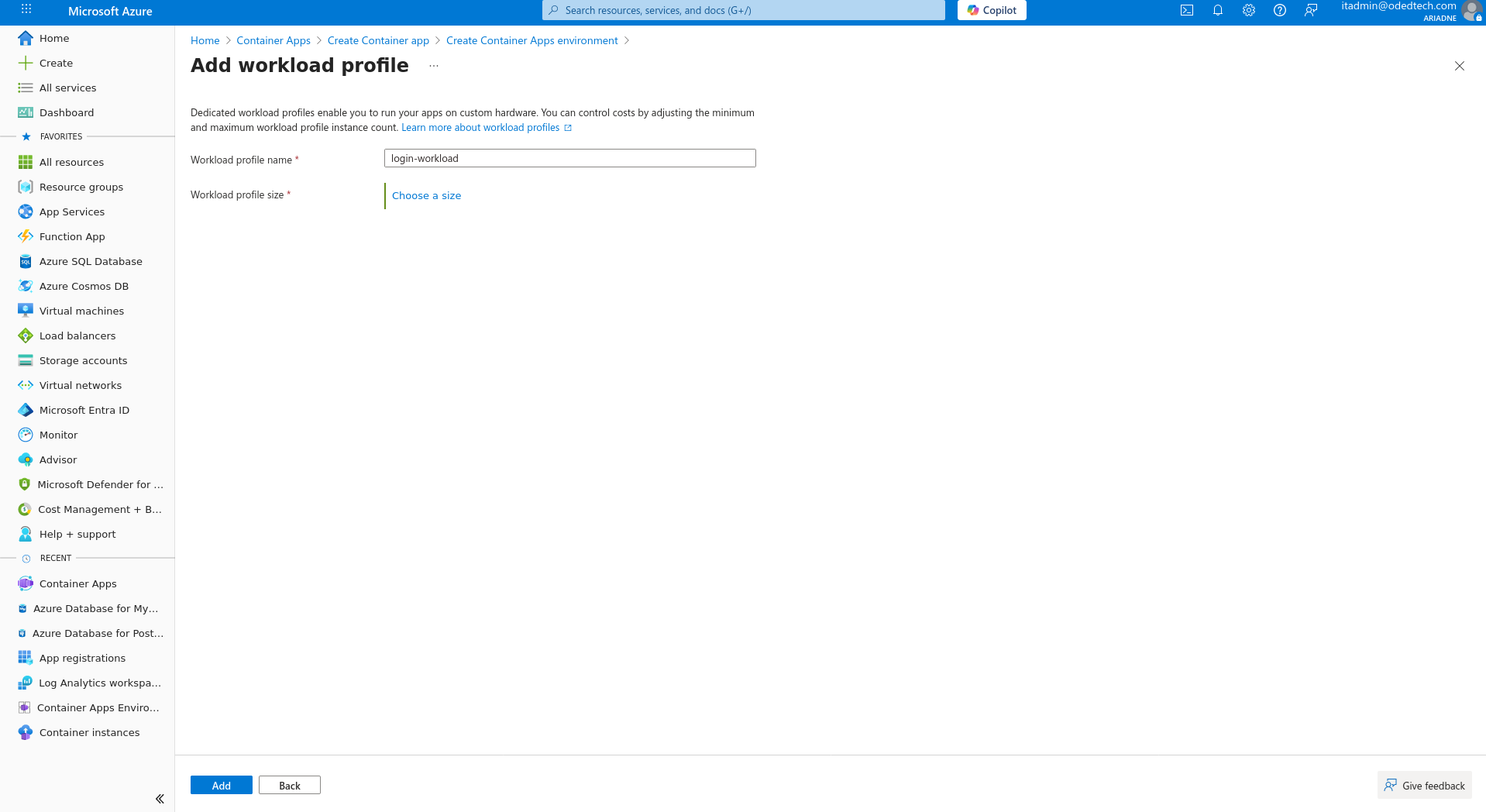 Add workload profile name