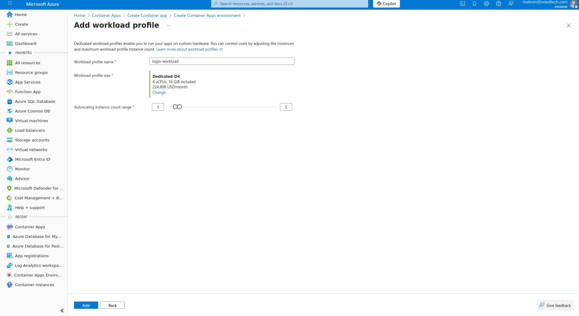 Add workload profile