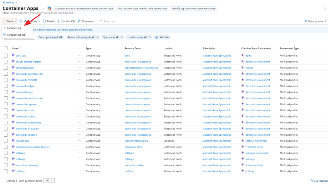 Create container apps