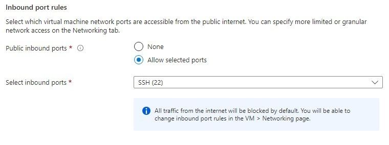 Inbound port rules
