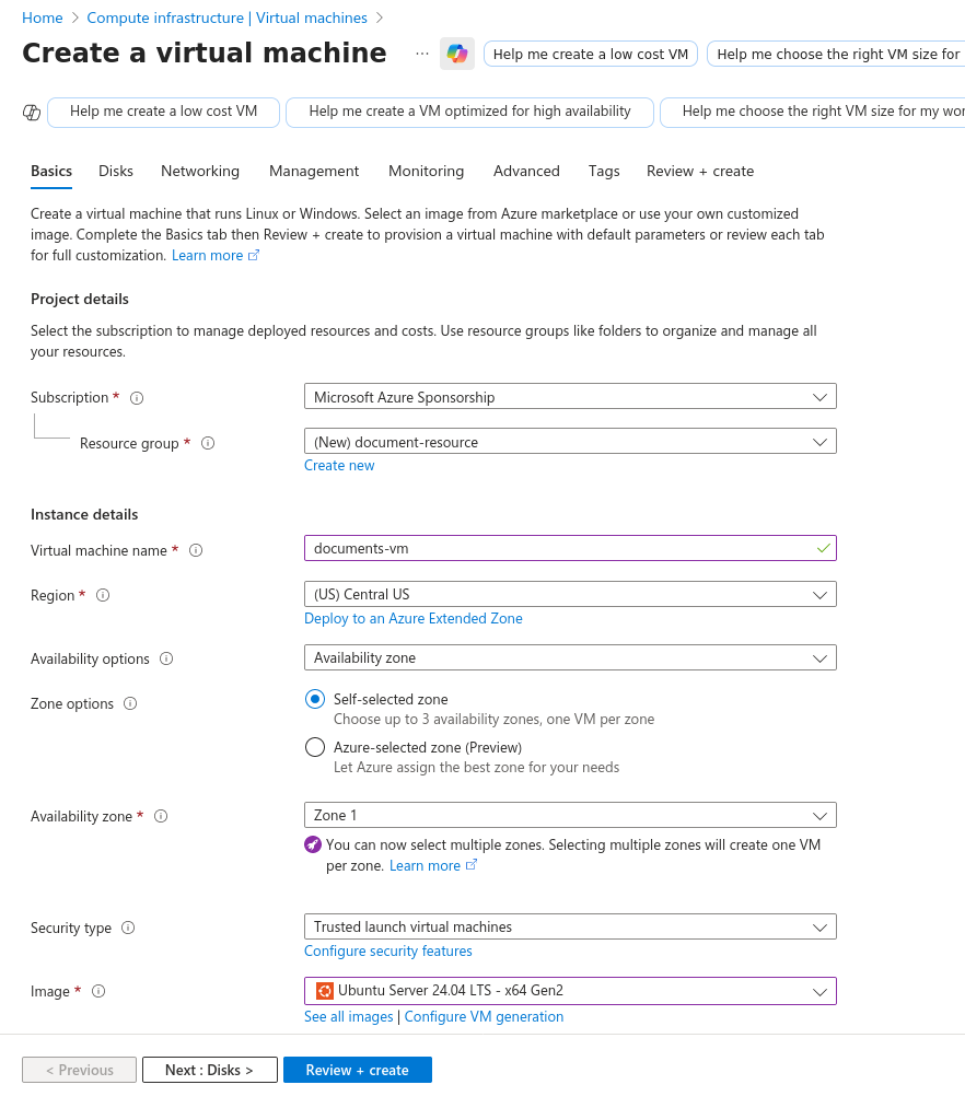 Instance details