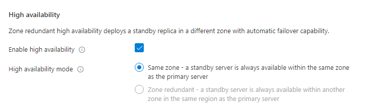 Availability configuration