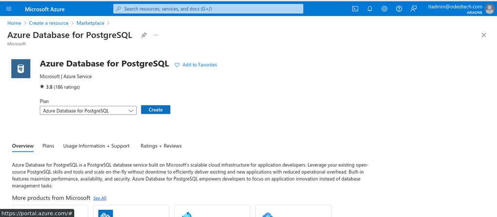 Azure database for postgreSQL