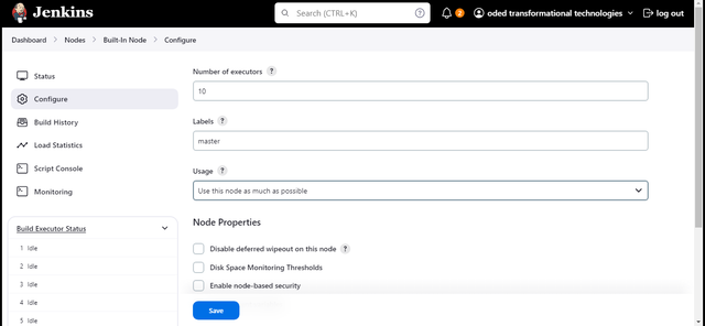 Built in node configuration