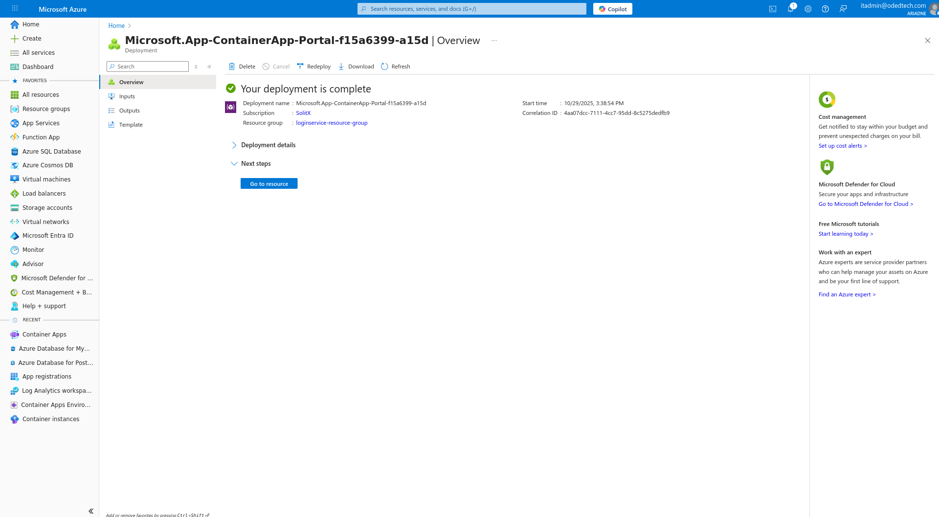 Deployment complete overview