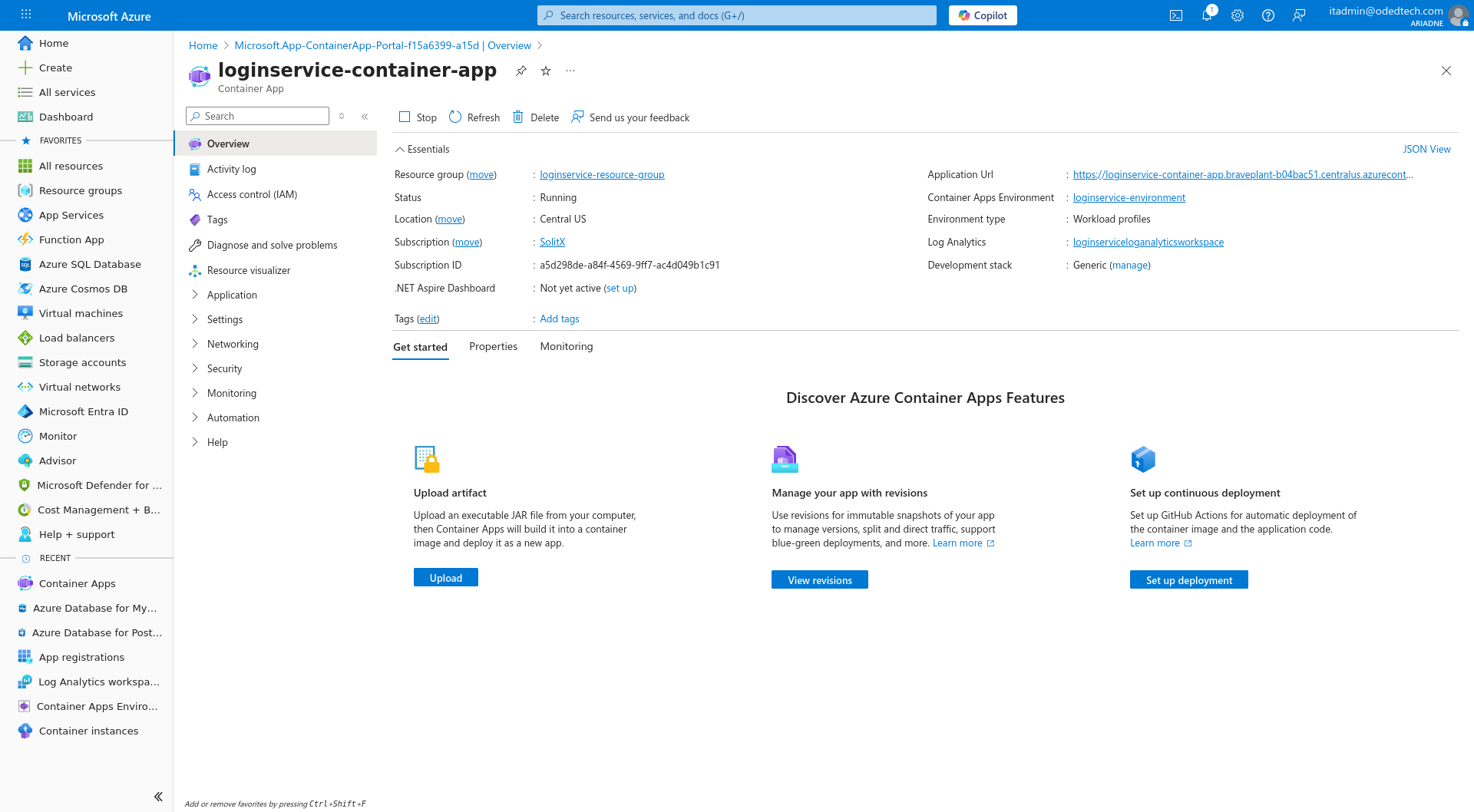 Go to resource container apps
