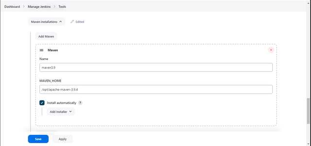 Maven configuration in jenkins console
